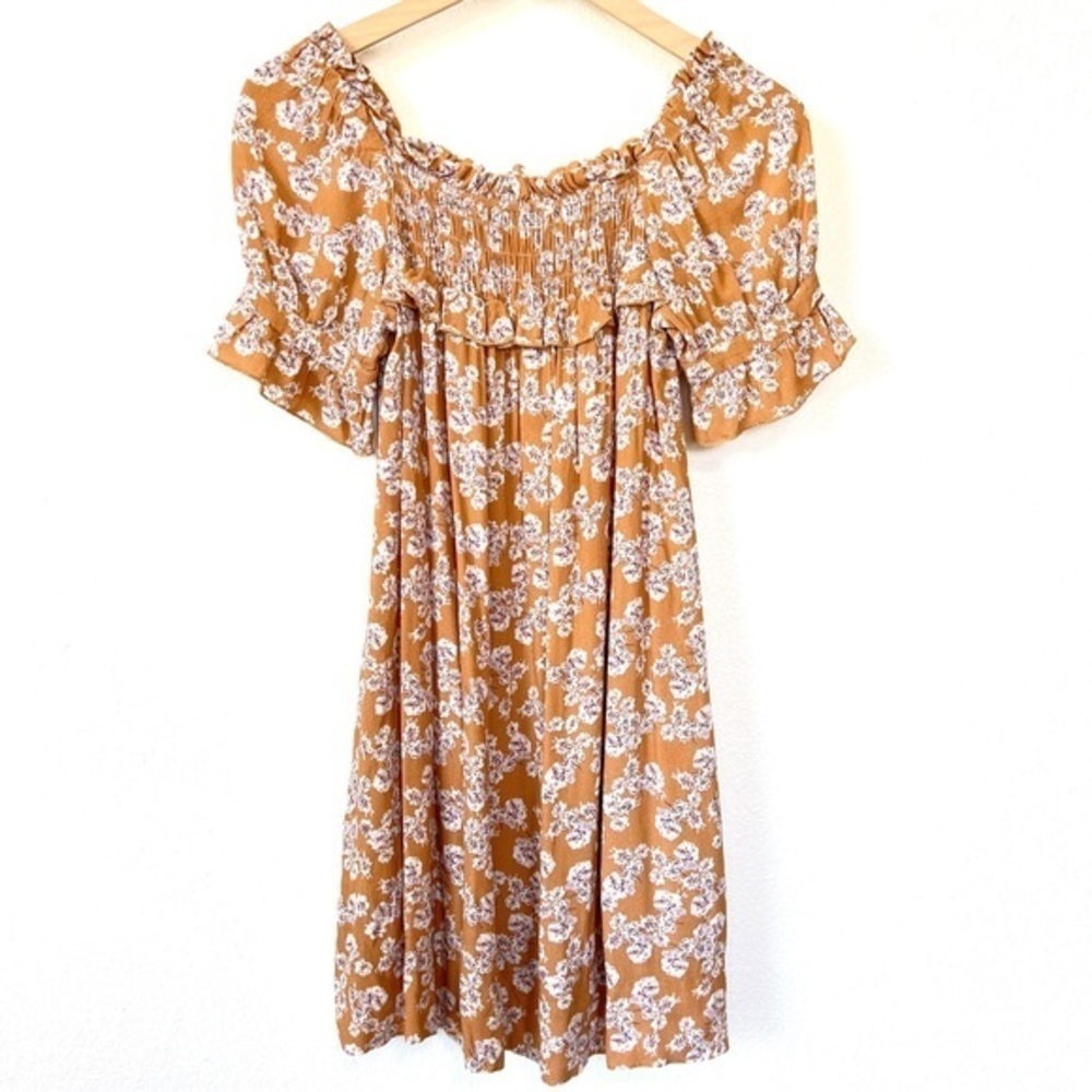 Mustard Floral Off-Shoulder Women’s Dress